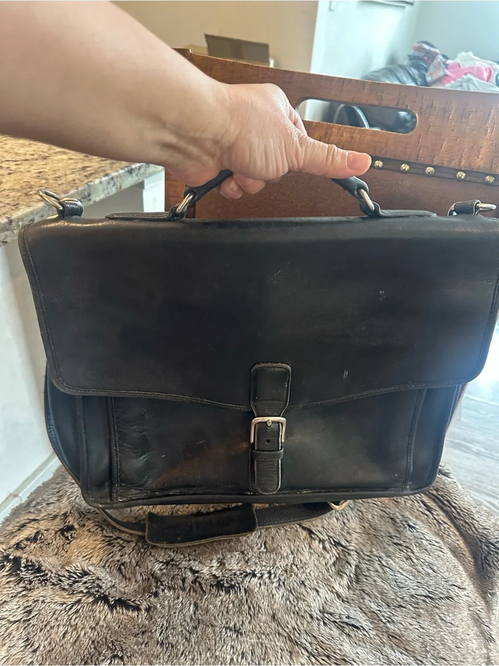 Vintage COACH 5319 Messenger Bag Black Leather Briefcase